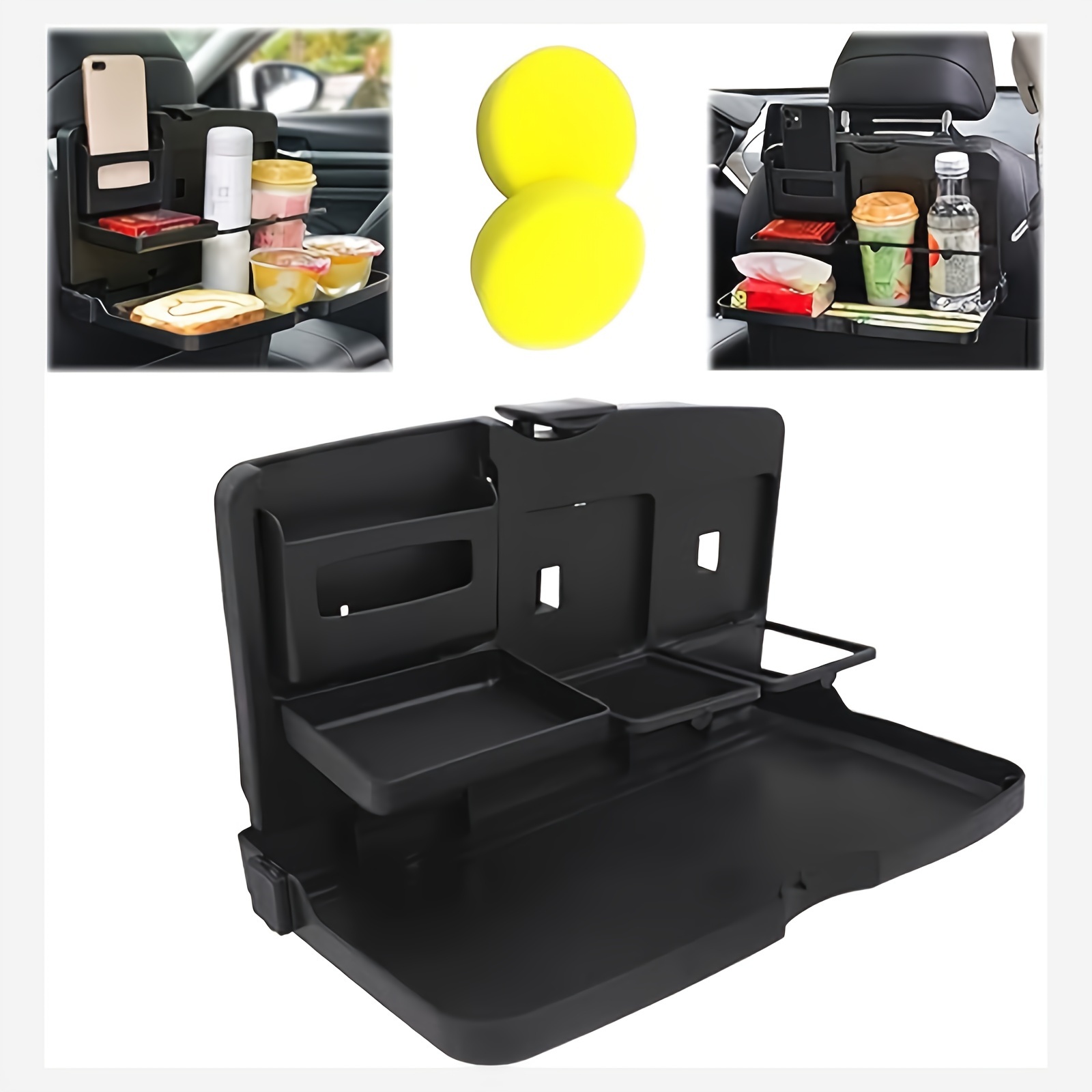 

Multifunctional Foldable Car Dining Table With Cup Holder And Rear Seat Shelf Car Chair Back Dining Table Multifunctional Plate