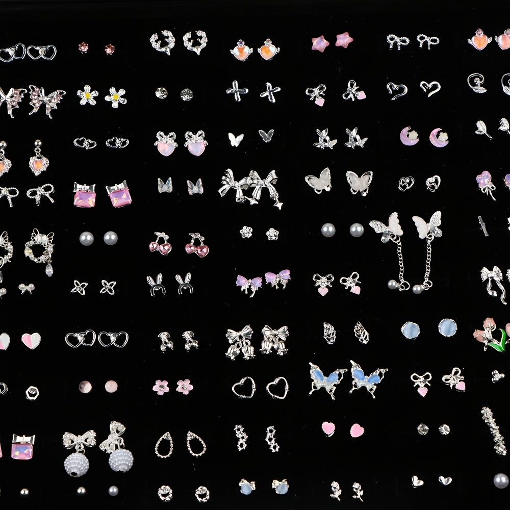 16/22 Pairs Heart-Shaped Butterfly Flower Stud Earrings Pack