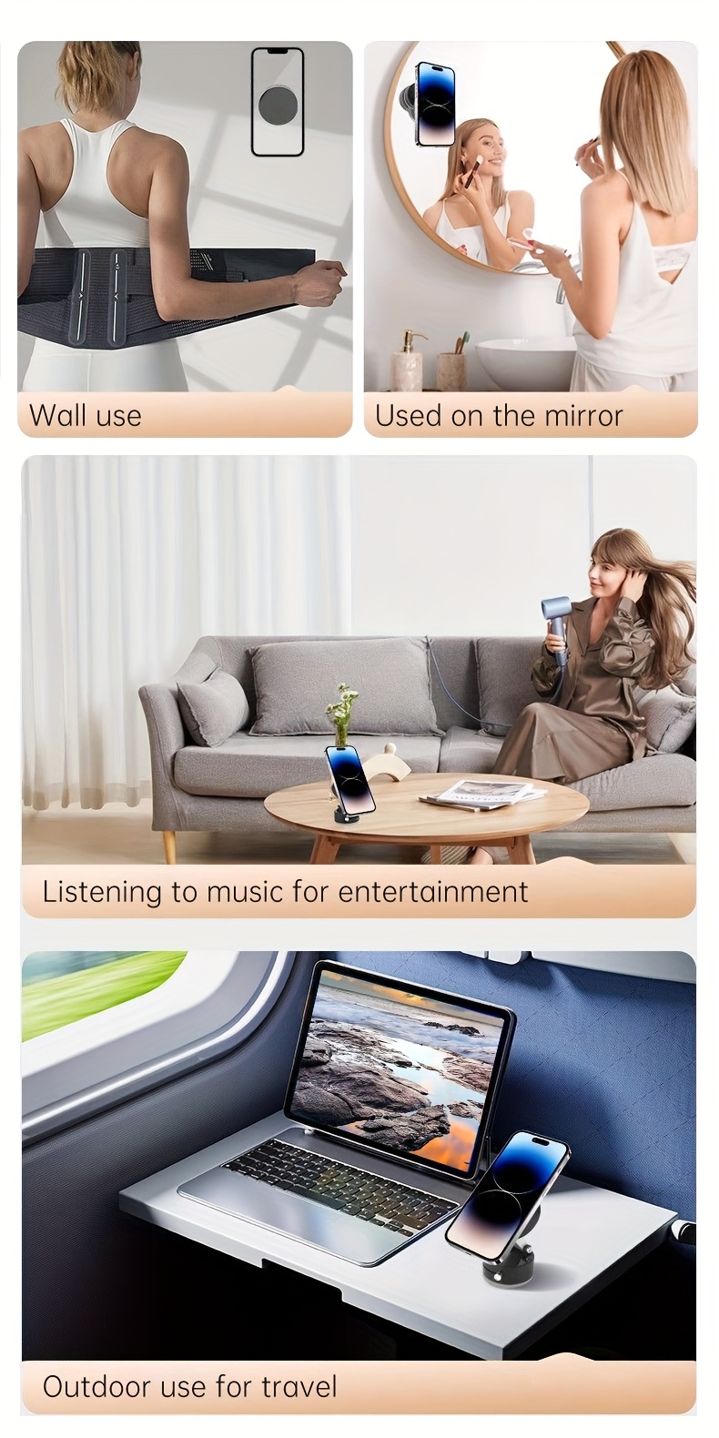 Car Dashboard Phone Holder with Multi Position Magnetic Adjustable Horizontal Installation, Comes with A Pad, Compatible with All Phones, ABS Material, Car Phone Holder | Fashionable Car Accessories | Textured Surface