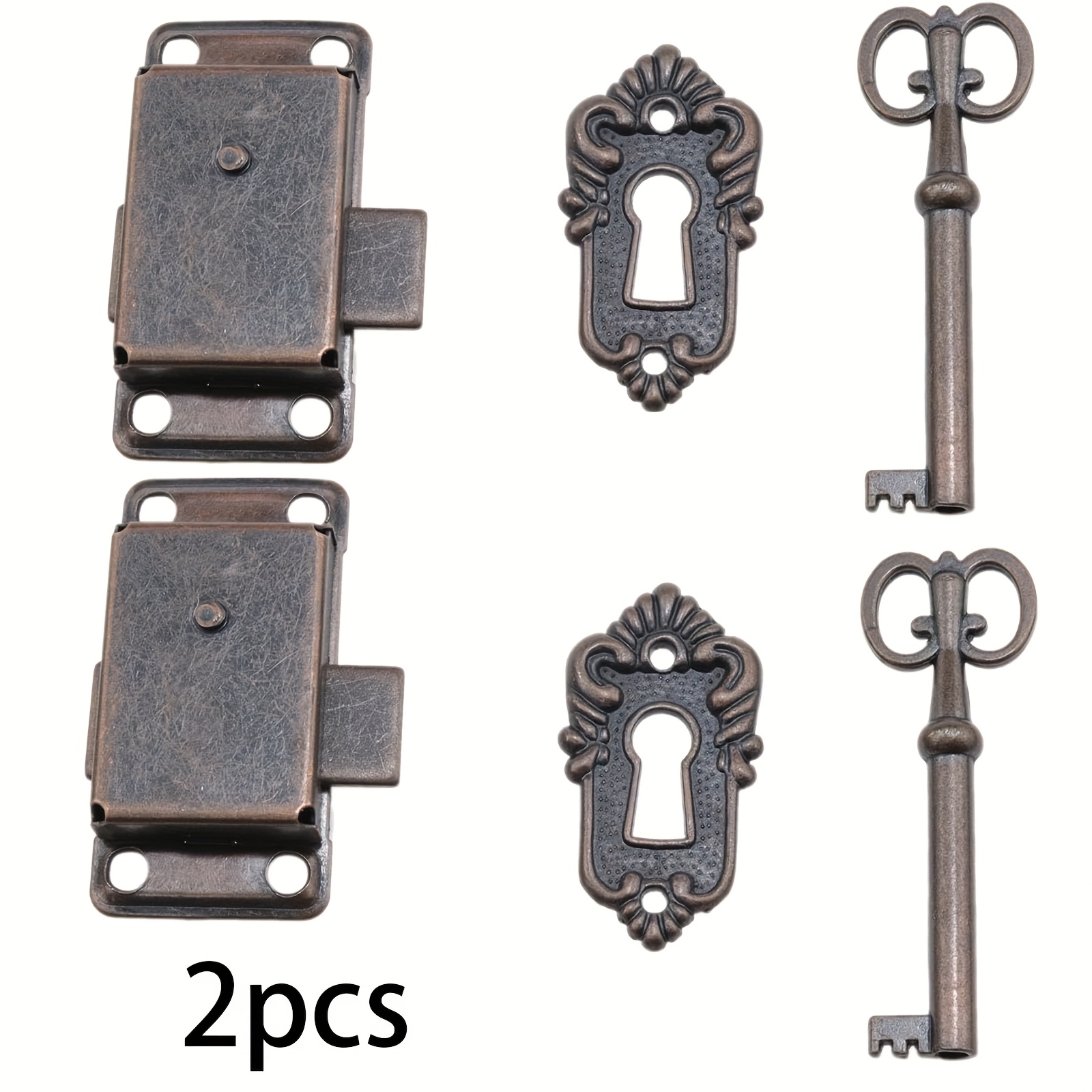TEMU Ensemble de 2 serrures de style vintage pour armoires et tiroirs, avec clés, pour boîtes à bijoux et tiroirs de commode