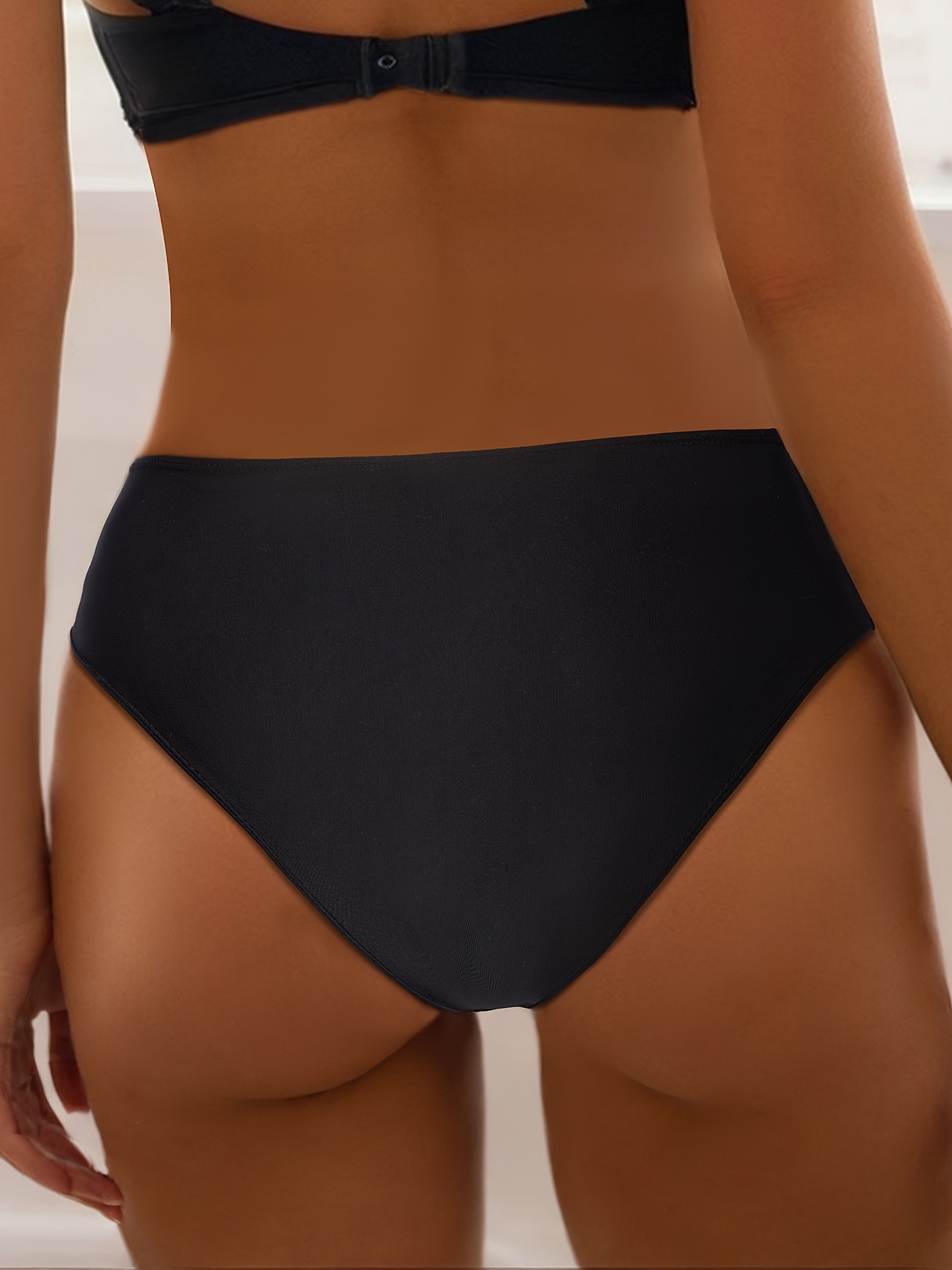 25SS Midsummer Trend Summer Beach Women's Pleated Solid Color Bikini Bottoms