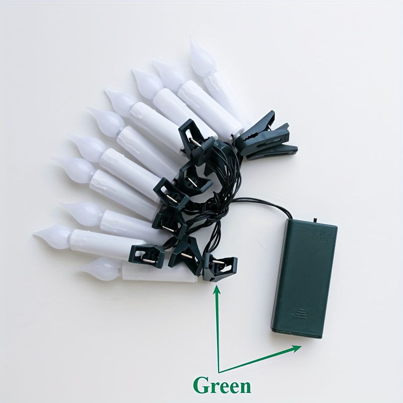 TEMU 1pc, 10 Led Candle String Lights, Home Decoration String Lights, Christmas String Lights, Candle Clip String Lights, Indoor String Lights,