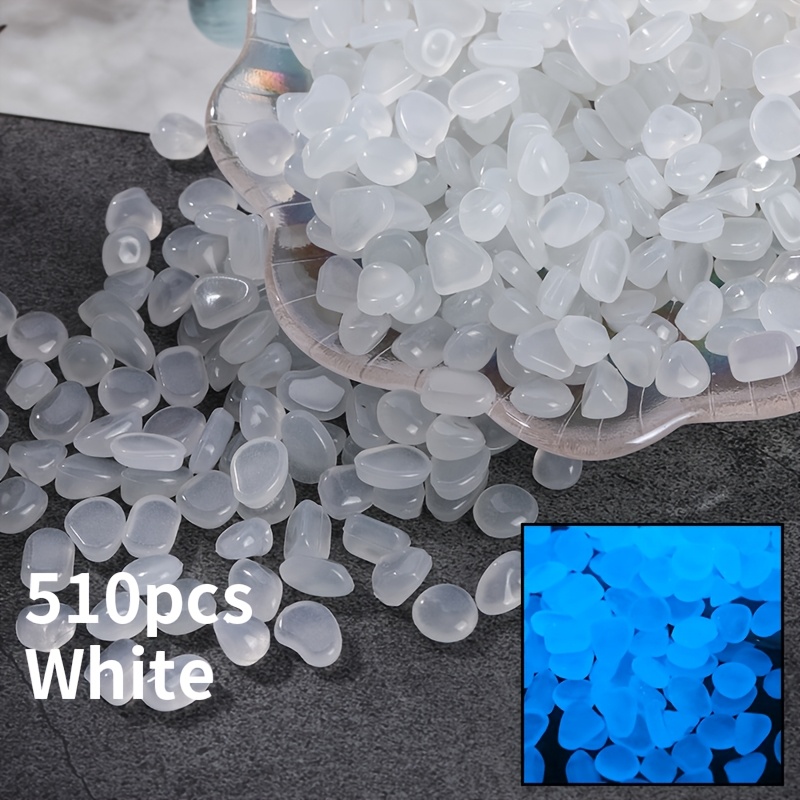 E-shop 510 Stück Leuchtsteine aus Kunstharz für Aquarium, Vase & Gartendeko – Leuchtsteine für Blumentöpfe, Wegefüller, Miniaturlandschaften,