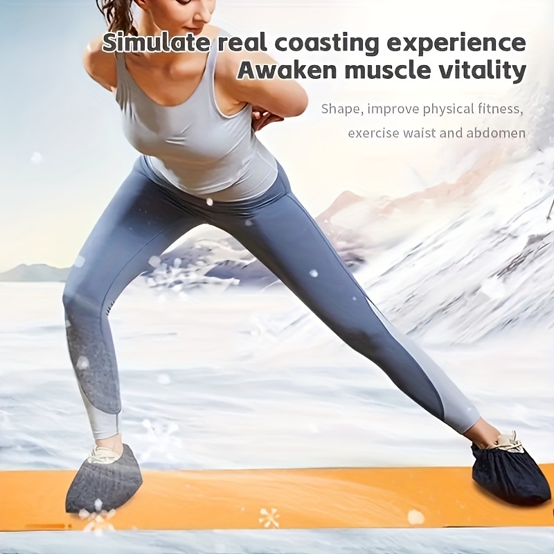 Home Ski Simulator Training Pad - Black Multifunctional Fitness Equipment for Balance, Full-Body & Leg Workouts, Speed Skaters & Gym Enthusiasts, Includes Protective Shoe Covers, Ideal for Home Gym & Core Strength Training, Slalom Skiing Design, Nonslip Surface, Balance Board, Balance Trainers
