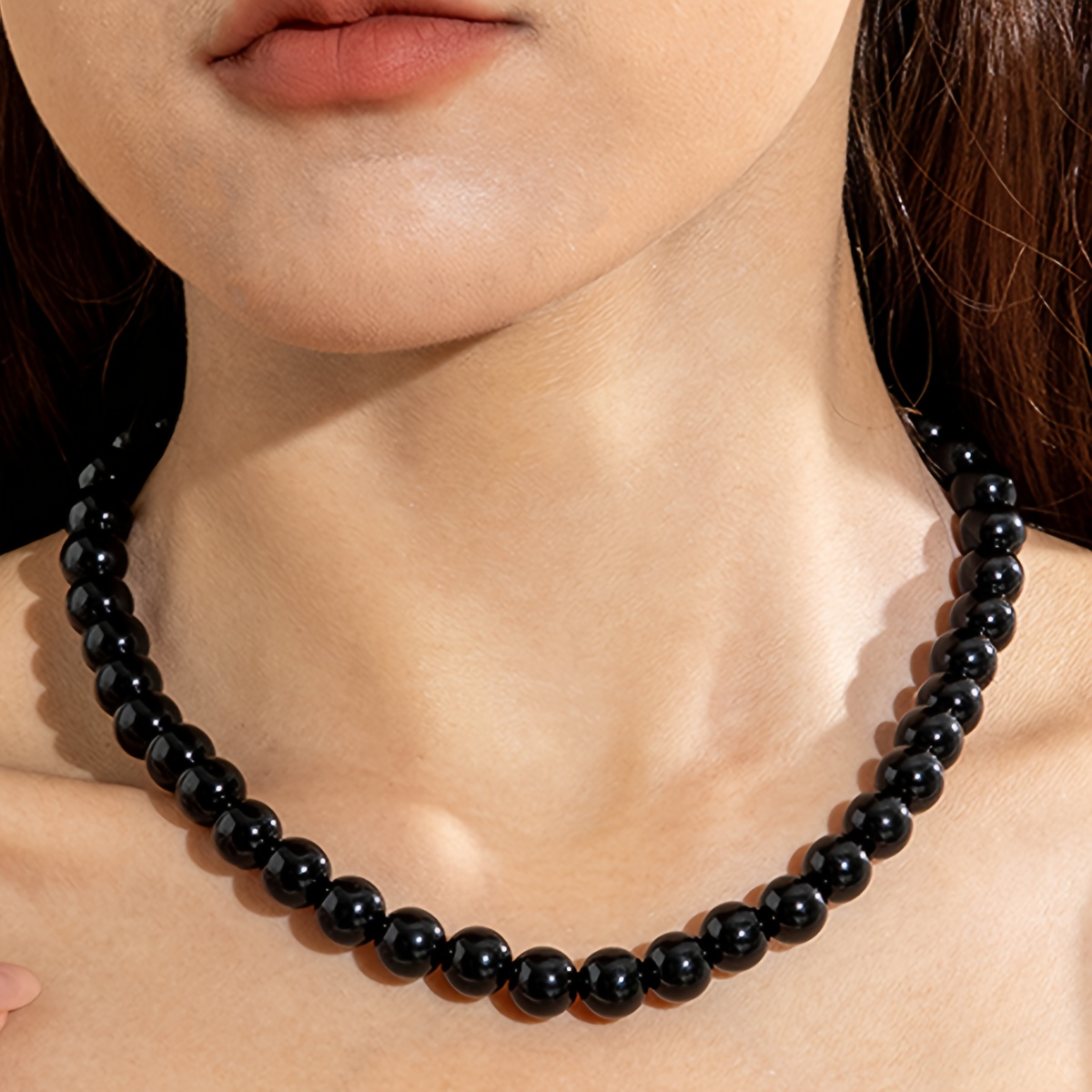Dopamine-Colored Acrylic Round Beaded Chain Necklace