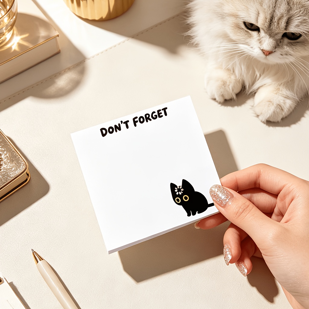 50 Sheets Funny "DON'T FORGET" Black Cat Loading Memo Pad, Sticky Notes