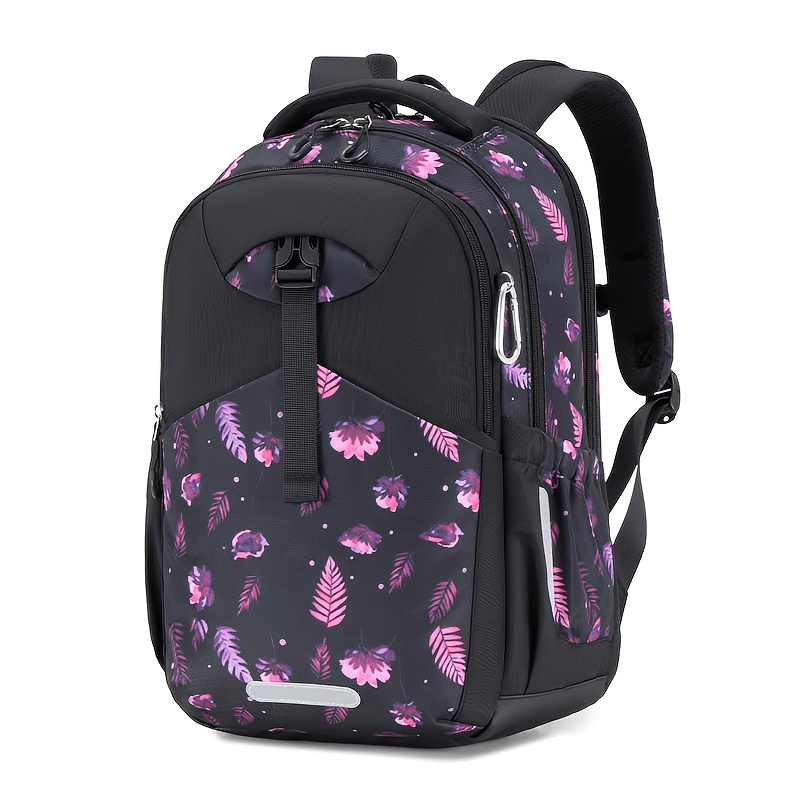 Image of 1pc School Bags Ergonomic Backpack With 1 Cover, Casual Rucksack, Laptop Compartment, Removable Hip Belt, For School, Outdoor Hiking