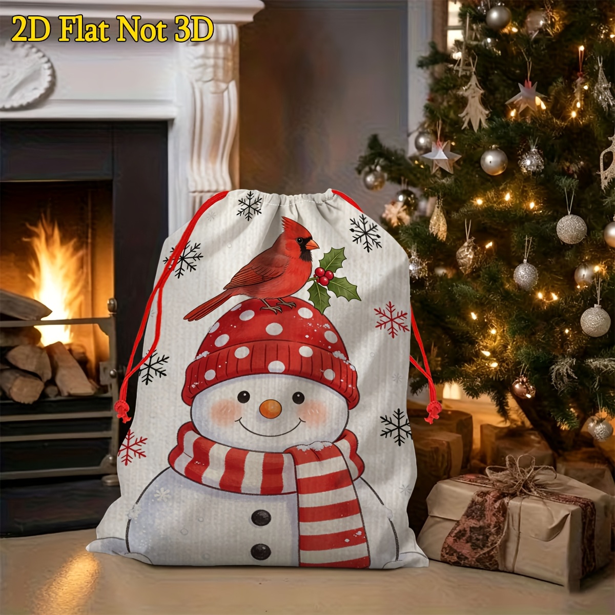 TEMU Plat 2D, 1pc, , de Neige Oiseau, Sac de Rangement Cadeau à , Noël, Pâques, Saint-Valentin, Halloween, Idéal pour Cadeaux, Multi-, Peut Être