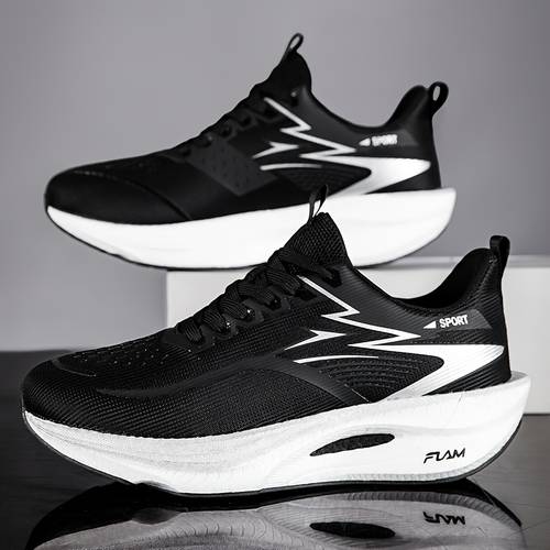 sneakers mens ultra light professional marathon running shoes with carbon plate cushioning breathable low and fluorescent upper tpr sole suitable for track and field and casual activities minimalist style