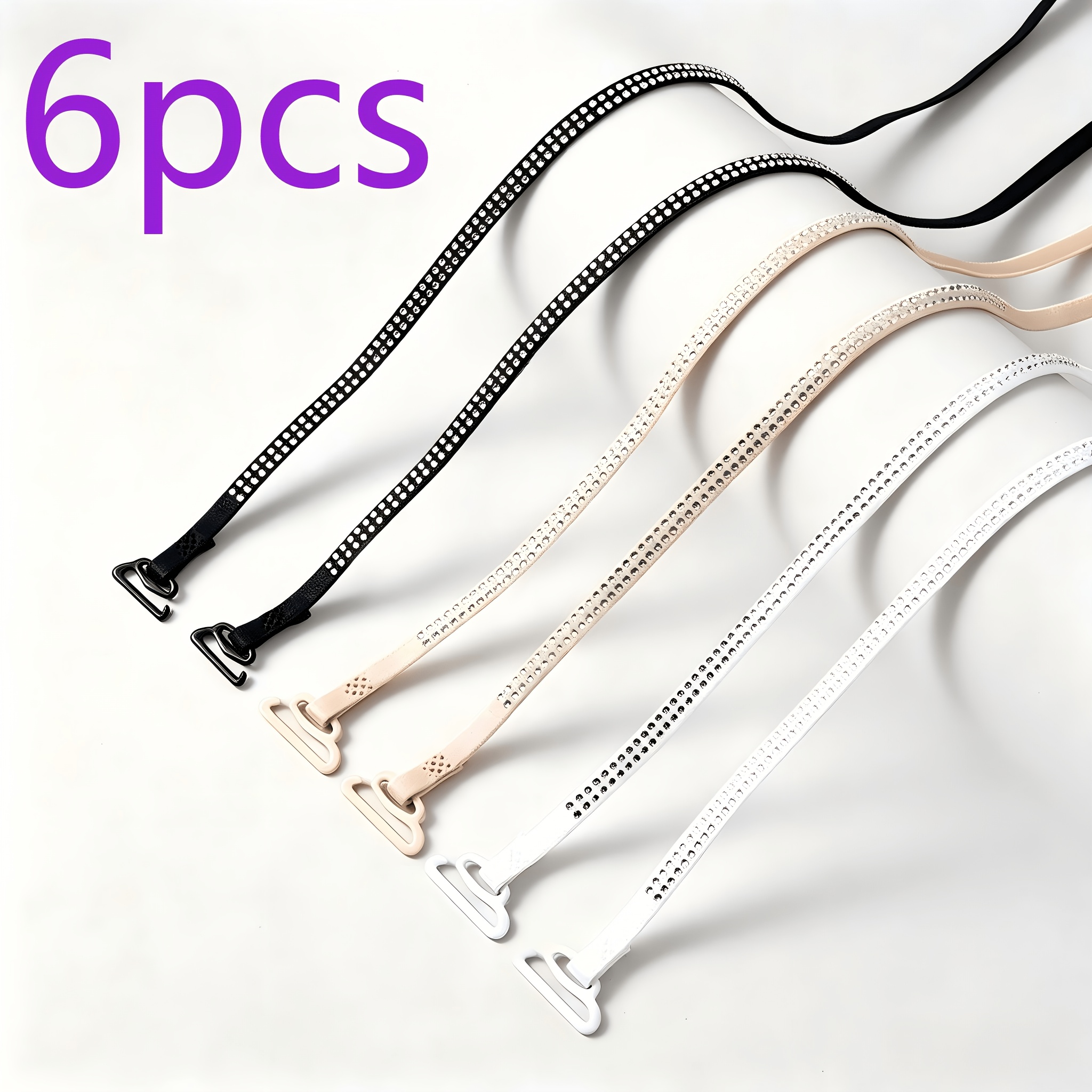 TEMU 6 pezzi Spalline Regolabili, Sostituzione Spalline Reggiseno in Lucido Multicolore (//), Spalline Elastiche Antiscivolo Adatte per Abito da