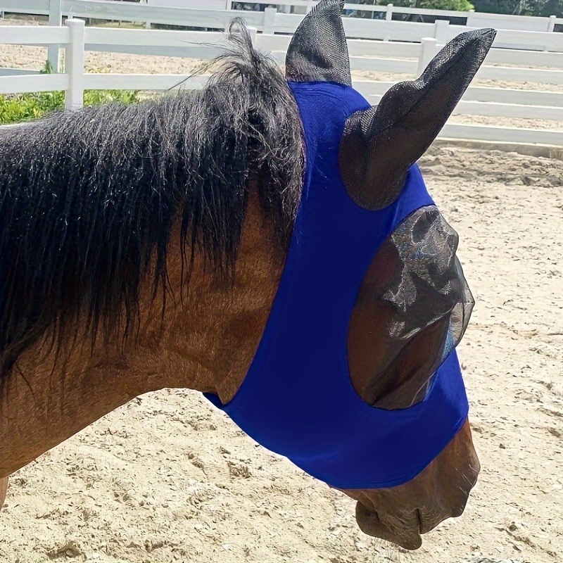 

Breathable Horse Fly Mask With Ears - Anti-mosquito & Insect Bite Protection, Polyester, Equestrian Gear For Horses