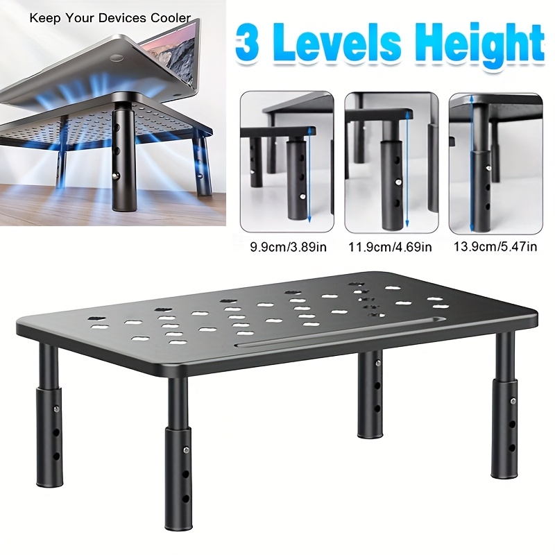 TEMU 3 Ergonomic Monitor Stand Riser Computer Pc Monitors Mesh Platform Metal, Monitor Stand For Desk, Monitor Riser With Storage, Monitor Stand With