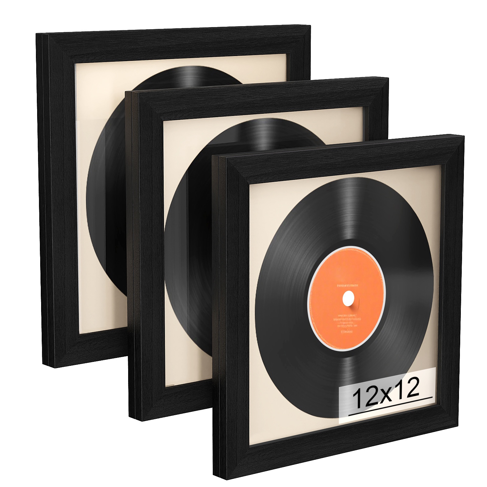 TEMU 3pcs 12x12 Inch Wooden Vinyl Record Frame Wall Front Opening, Album Frames For Vinyl Records Display, For Lp Vinyl Record Cover Display, Vintage