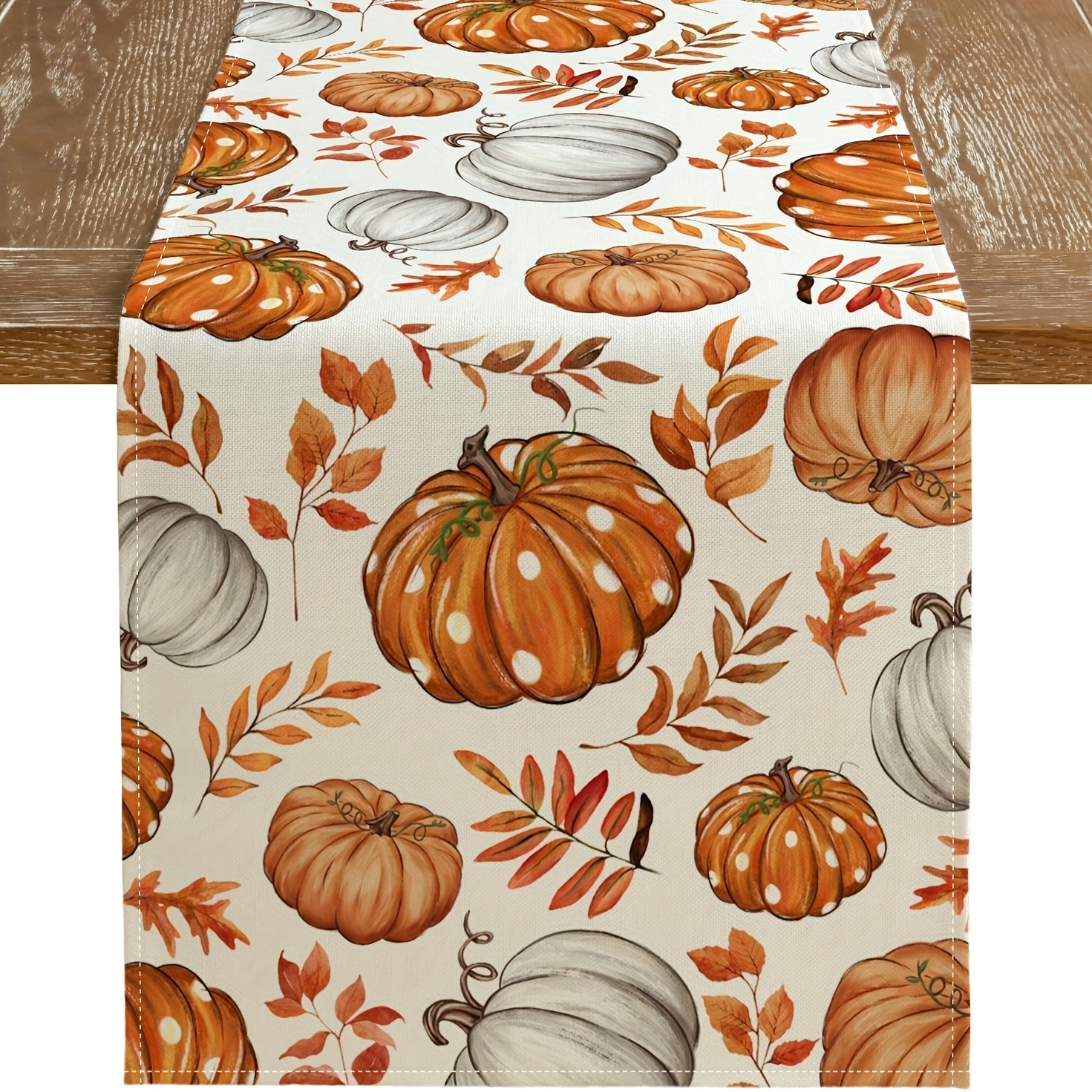 

Autumn Runner - 13x72 Inches, Pumpkin & Maple Leaves Design, Orange Burlap For Farmhouse Decor, Indoor/outdoor Use, Perfect For Home Parties