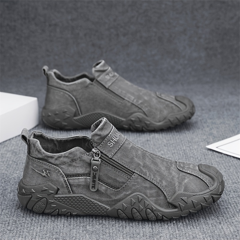 TEMU Zapatillas unisex retro americanas de lona, de con diseño de cremallera lateral para fácil poner/poner, zapatillas casuales para uso diario