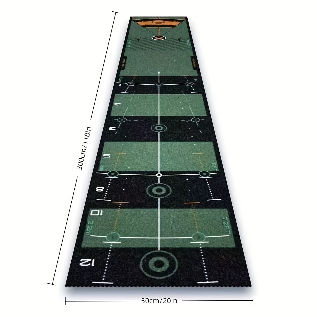 TEMU Tapete de entrenamiento para putter de de 300 cm x 50 cm - Verde , réplica , con funciones de visual para la alineación del cuerpo y del putter,