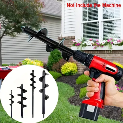 multi purpose electric hand drill rods 2pcs spiral drill bit auger drill bit for planting set of to install for planting trees flowers installing umbrella pole 3 15x9 84 1 57x8 66 not