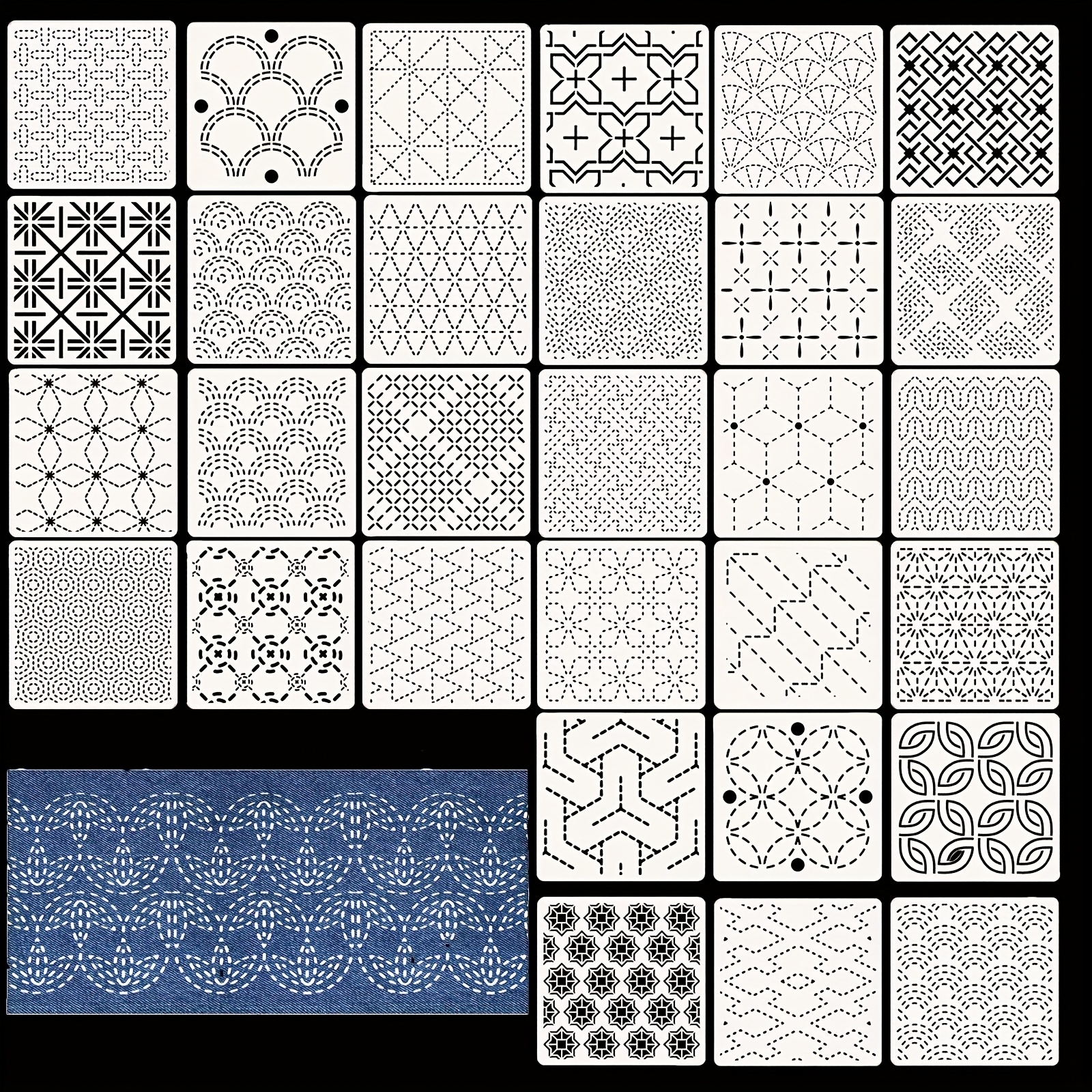 TEMU 30pcs Stencil Set, Plastic Stencils For Geometric Patterns, Hand Quilting, Sewing And Textile Design, Letter Stencils, Embossing Stencils