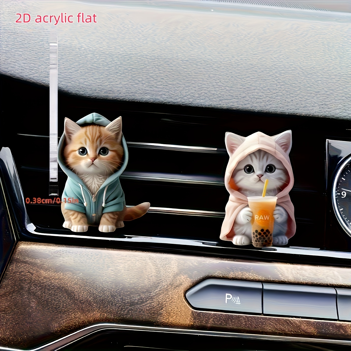 2D Acrylic Flat 2pcs Cute Cat Acrylic Car Air Freshener - Durable Fragrance Vent Clip Aromatherapy Diffuser And Decoration, Bring a Fresh And Fragrant Driving Experience