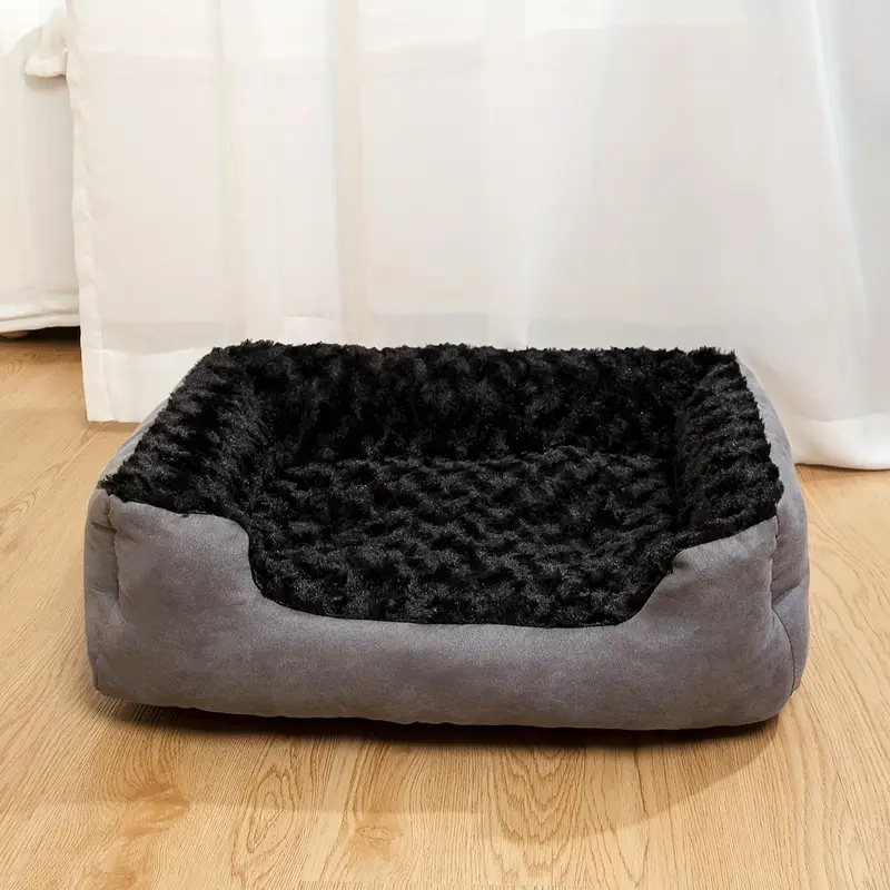 luxury polyester dog bed with non slip bottom breathable orthopedic pet sofa with memory foam filling washable flower patterned rectangle dog bed for small medium and toy breeds black Product details 3