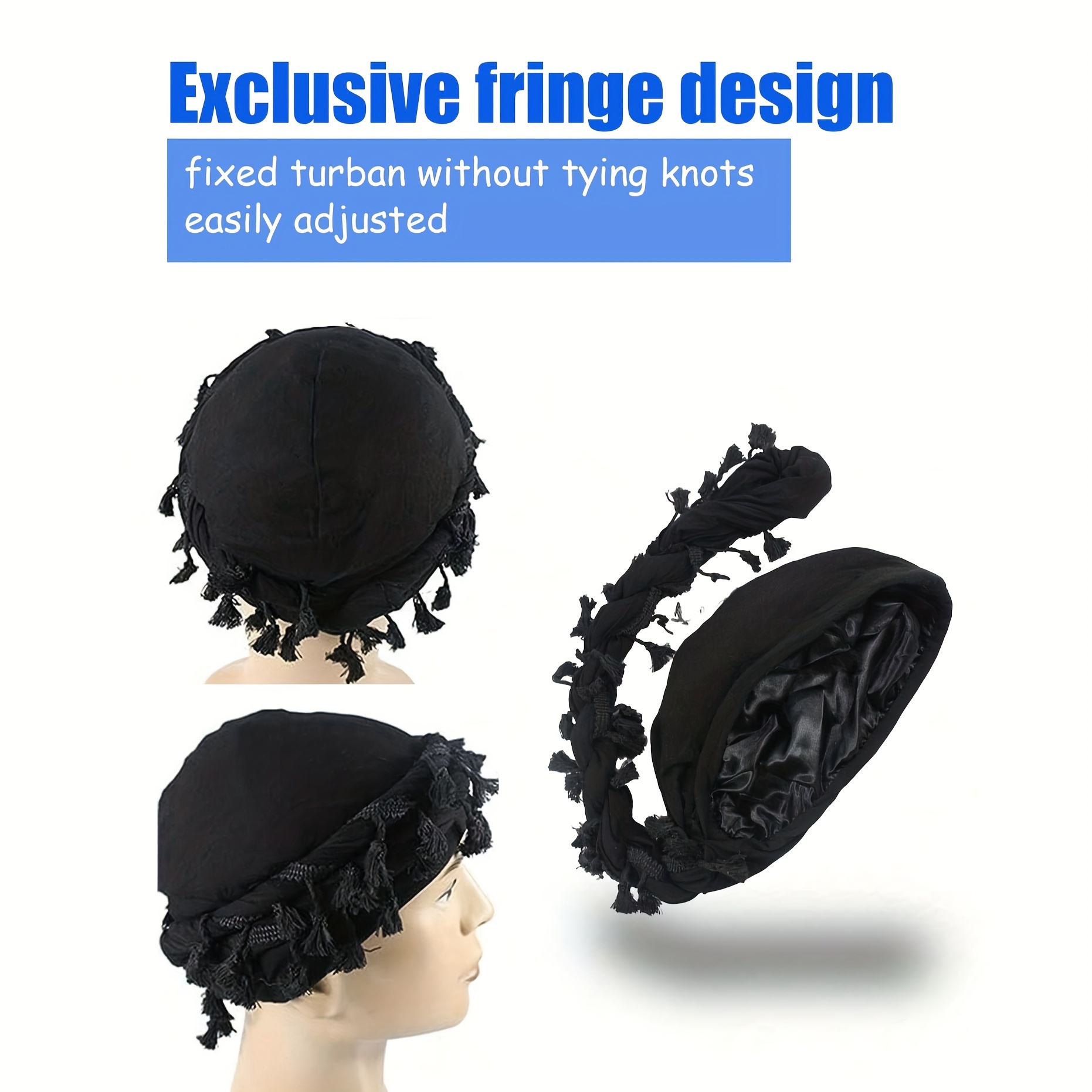 Retro Tassel Headband Beanie, Twist Headscarf Pirate Cap, Hair Protection Tail Hat