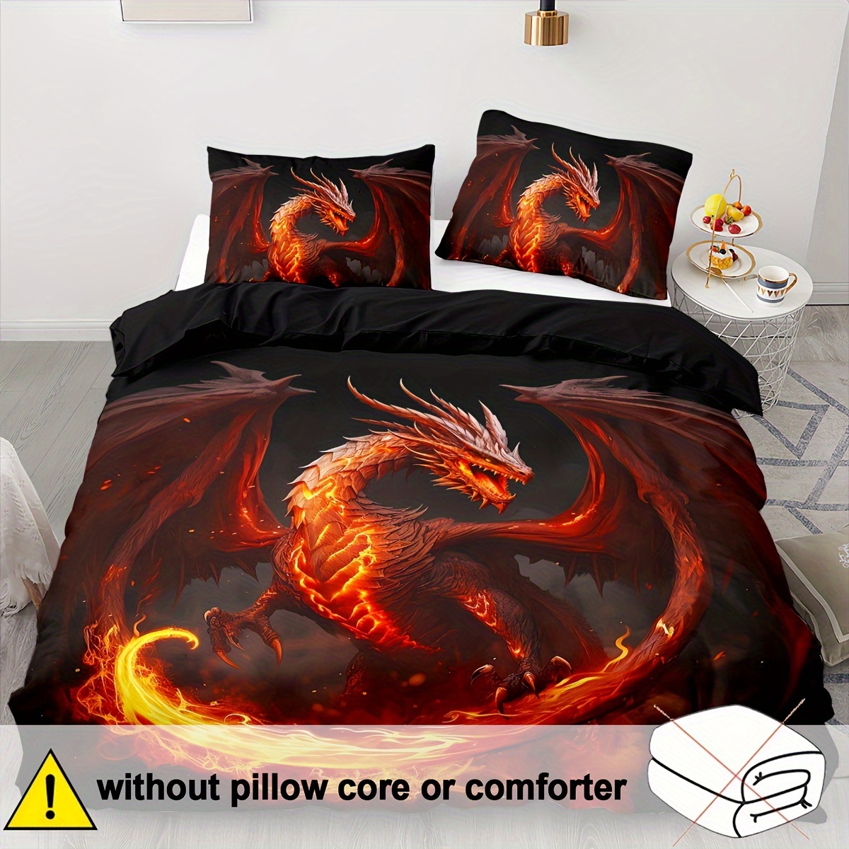 TEMU Open 2/3pcs Of Soft And Comfortable Dragon Duvet Cover For Double Beds, Featuring Ancient Dragon Patterns, 3d Dragon Bedding For Double Beds,