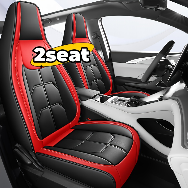 TEMU 2pcs Leather Car Seat Covers - , Non-slip, Anti-wear, Universal Fit For Front Seats, Sports , Sports Car Seats| Seats|durable Car Seats