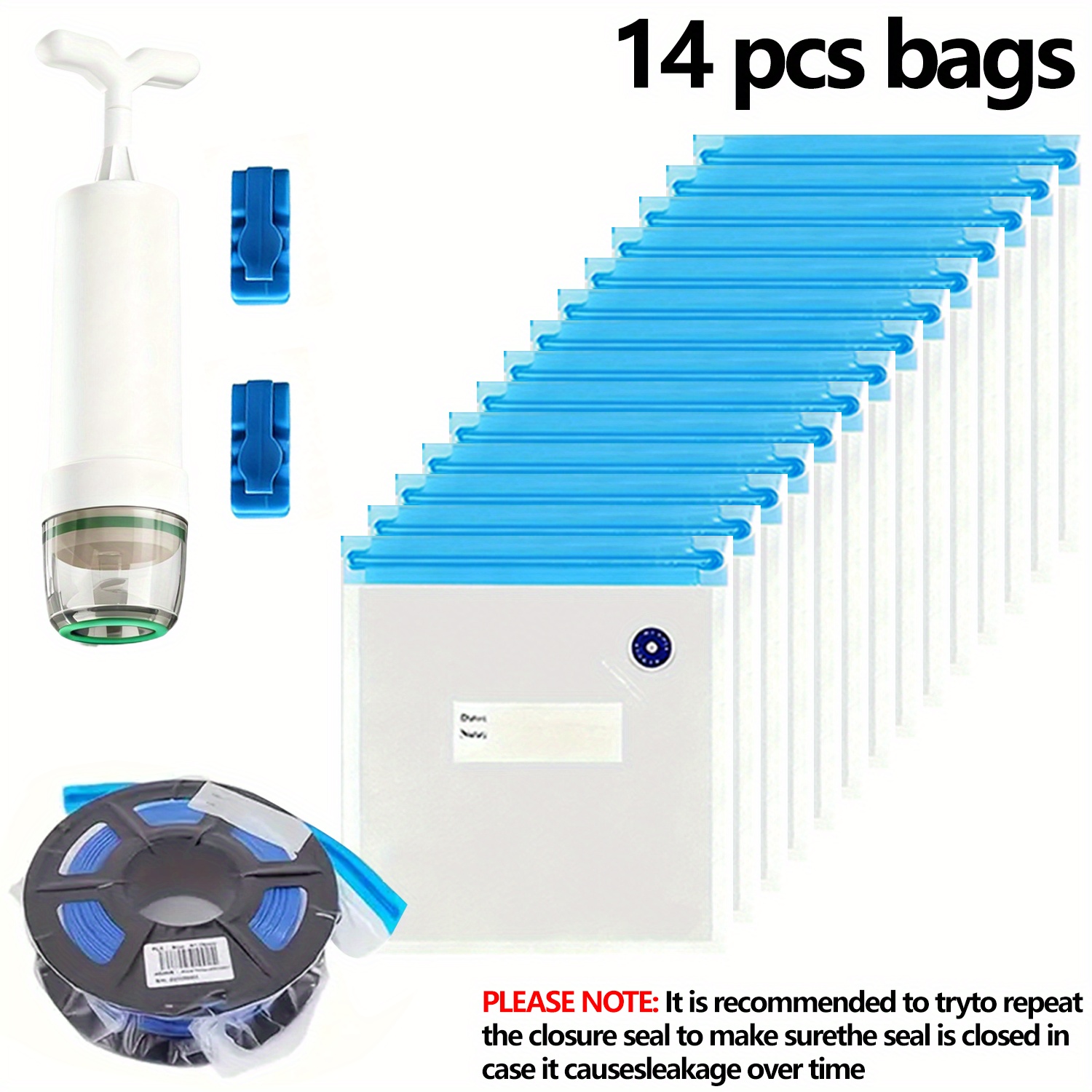 Image of 3d Printing Filament Drying And Storage Kit With Vacuum Sealing Bags, Air Pump And Sealing Clips, Double Zipper Sealed Lock-dry Design To Prevent Thread Breakage, Bubbles And Layer Lines