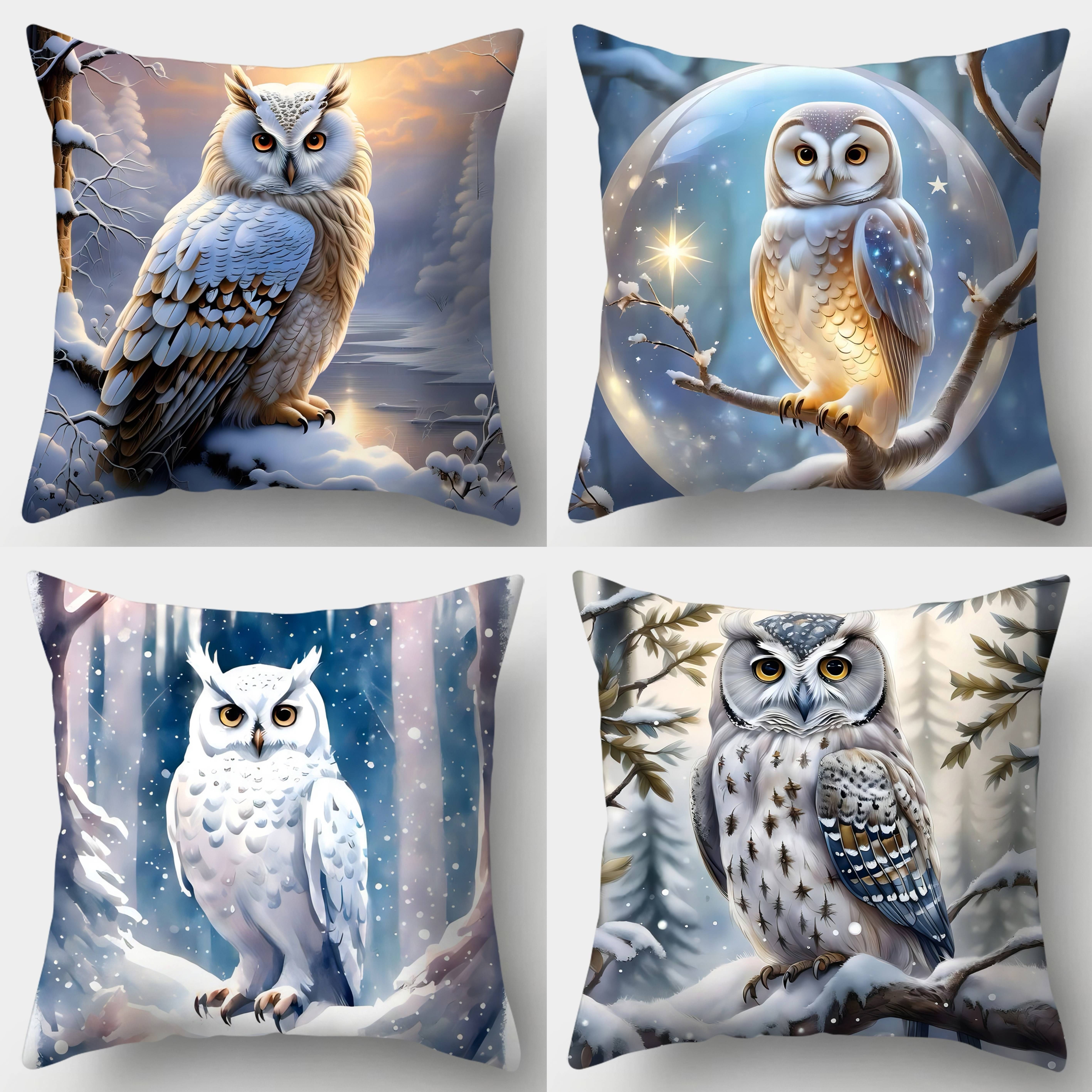 

4pcs Owl Set, 17.7x17.7 - , Zip , Washable - For Sofa & Bedroom Decor (inserts Not Included)