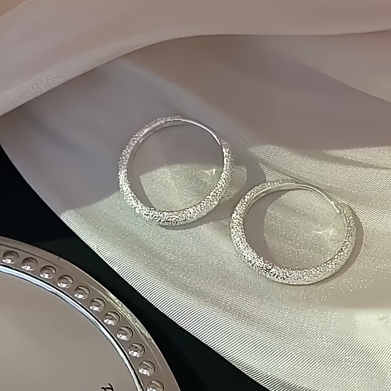 TEMU Elegant 925 Sterling Silver Hoop Earrings, Starry Glittering , 3g Lightweight , Jewelry Gift For Valentine's & Day