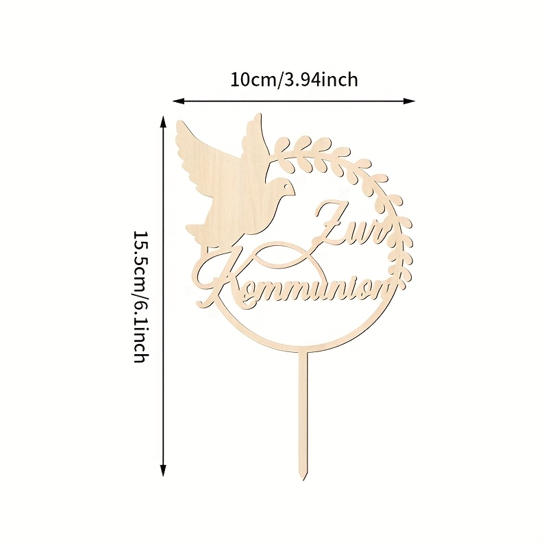 Image of 1pc Wooden Communion Cake Topper, Communion Cake Topper, First Communion Decoration For Guest Gifts, Communion Cake Decorating Supplies
