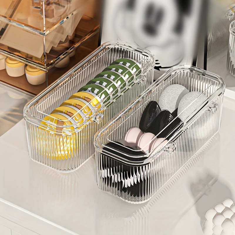 

Organisateur de Maquillage Polyvalent, Grande - Anti-Poussière et à l'Humidité, Boîte de Rangement Transparente pour Pinceaux, Beauty Blenders, Houppettes à Poudre et Fournitures d'Art des Ongles