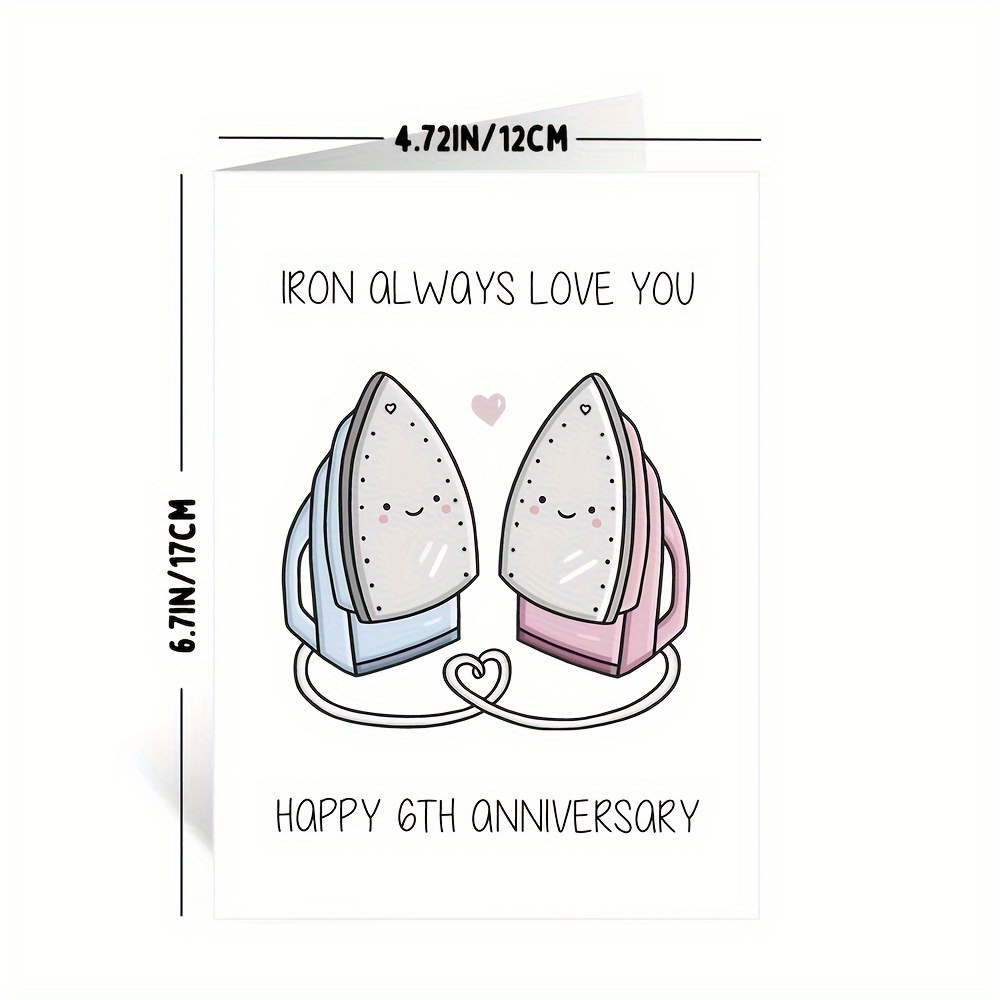 happy 6th anniversary card iron anniversary sixth wedding anniversary card greeting card including envelope 3