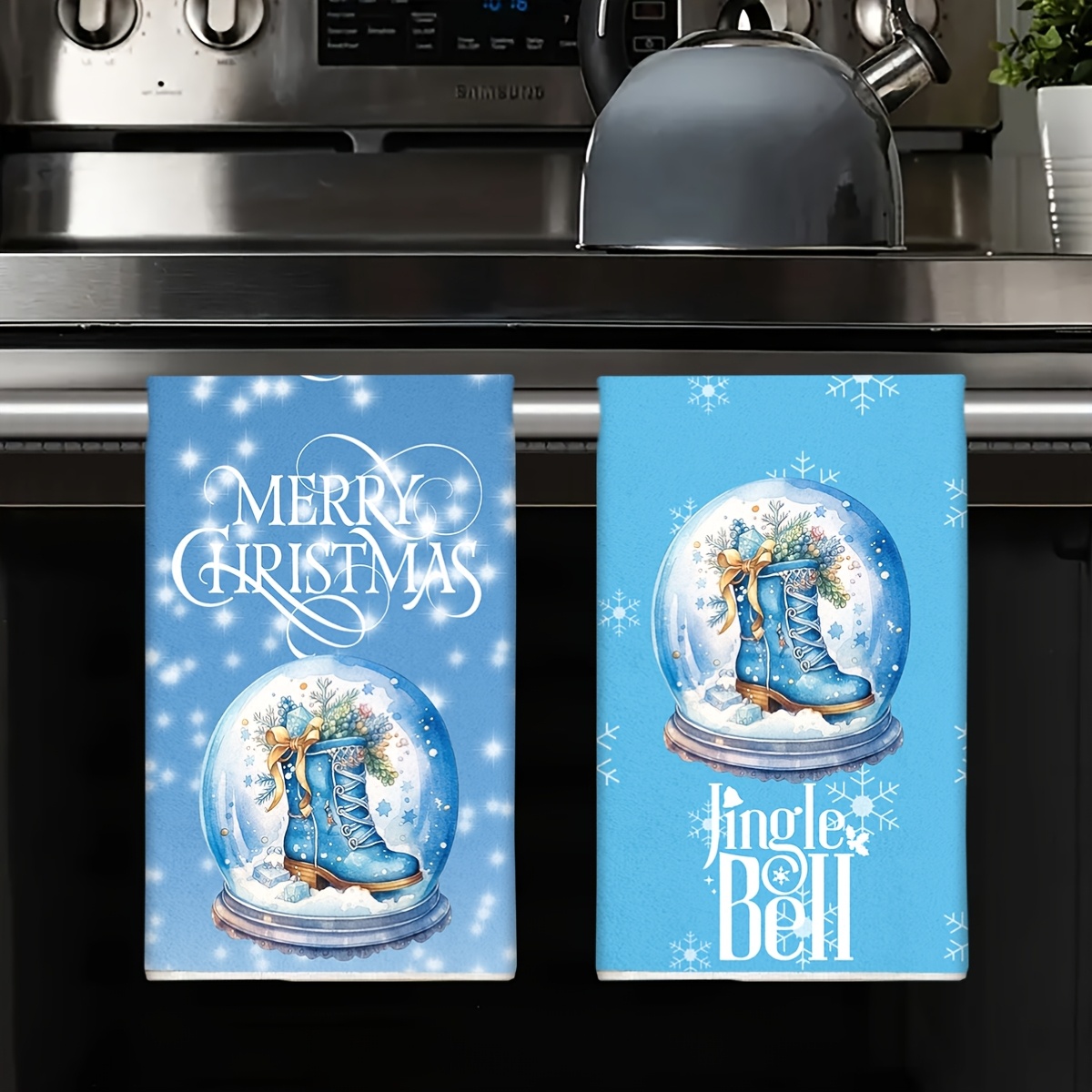 item picture a set of two christmas ball print kitchen towels exquisite christmas napkins hand towels   bathroom towels multi purpose towels tea towels soft and absorbent for   decor and daily cleaning use