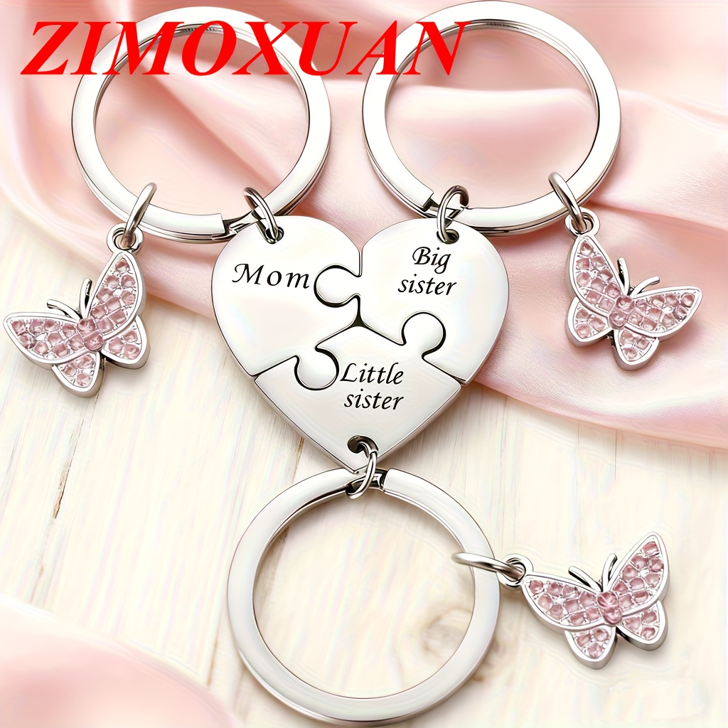 Image of Zimoxuan 3pcs/set Mom Birthday Gift From Daughter Mother& &little Sis Keychains Gifts Set For Mother Birthday Keychain Gifts
