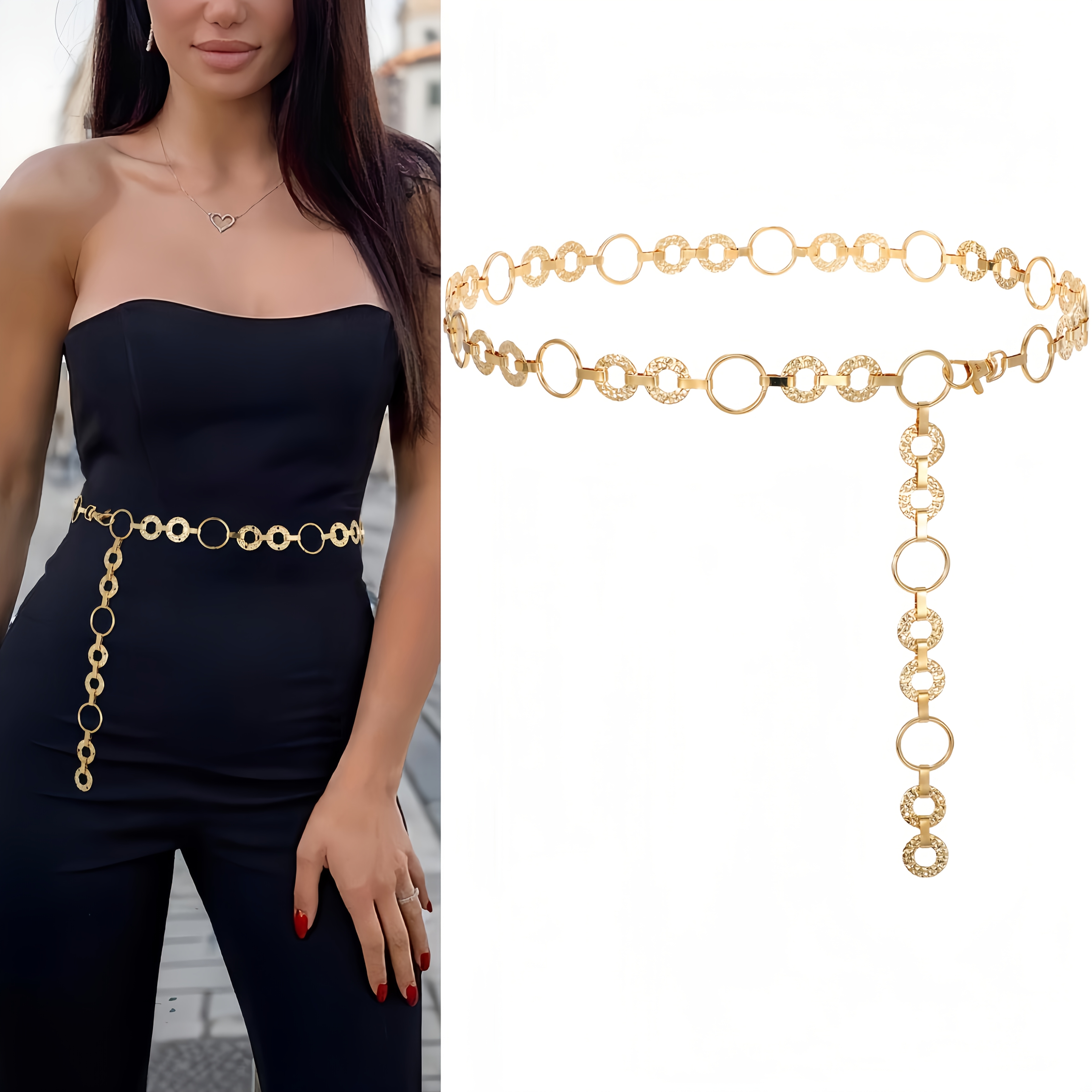 slim fit dress slacks 4610BT-I-RG Ivory/Rose Gold BELT by Mariell – Amari Prom main image 0