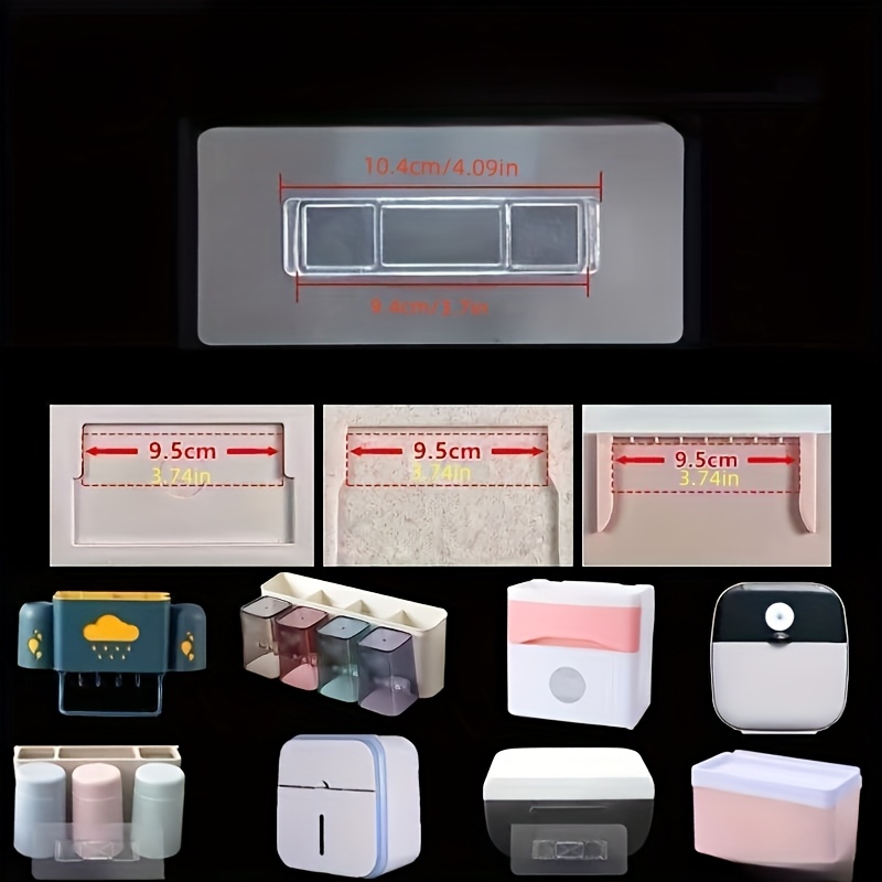 No-drill Adhesive Mounting Bracket For Tissue Box Covers - Durable Plastic Surface-mounted Shelf Holder, Damage-free Installation, Holds Multiple Sizes, For Bathroom, Kitchen, Office Decor