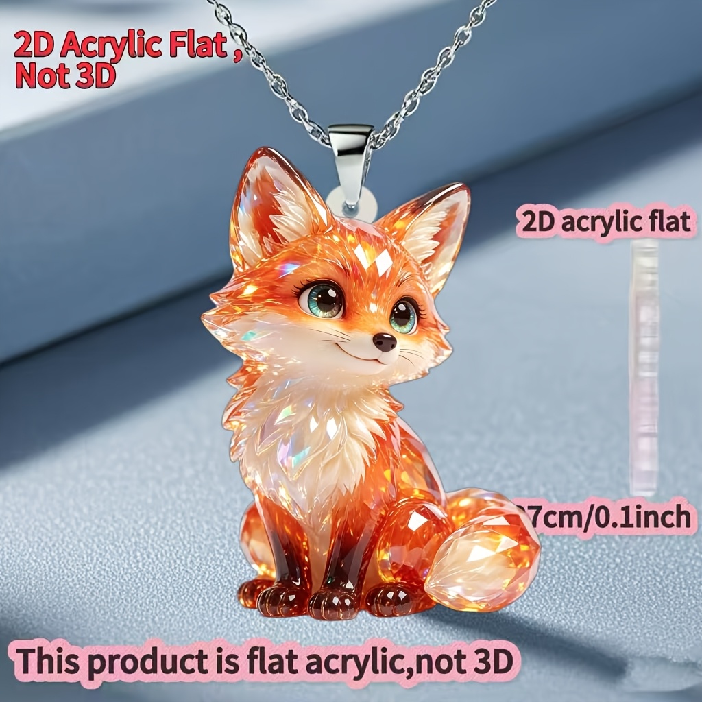 TEMU 2d Flat - [2d Flat] 1pc Pack, New Novelty Necklace, Pattern Acrylic Printed Design, Women's Necklace, Fashionable Sweater Chain Pendant, Ideal