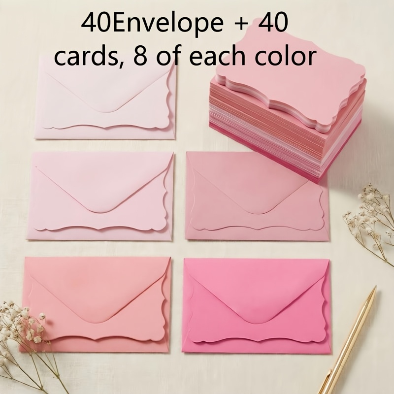 Image of ! 80pcs (40 Envelopes +40 Cards) Of Shades Edge Envelopes, 10x7cm Small Gift Envelopes For Cards, Ideal For Wedding Invitations, Gift Cards, Crafts Birthday Party, Thank You