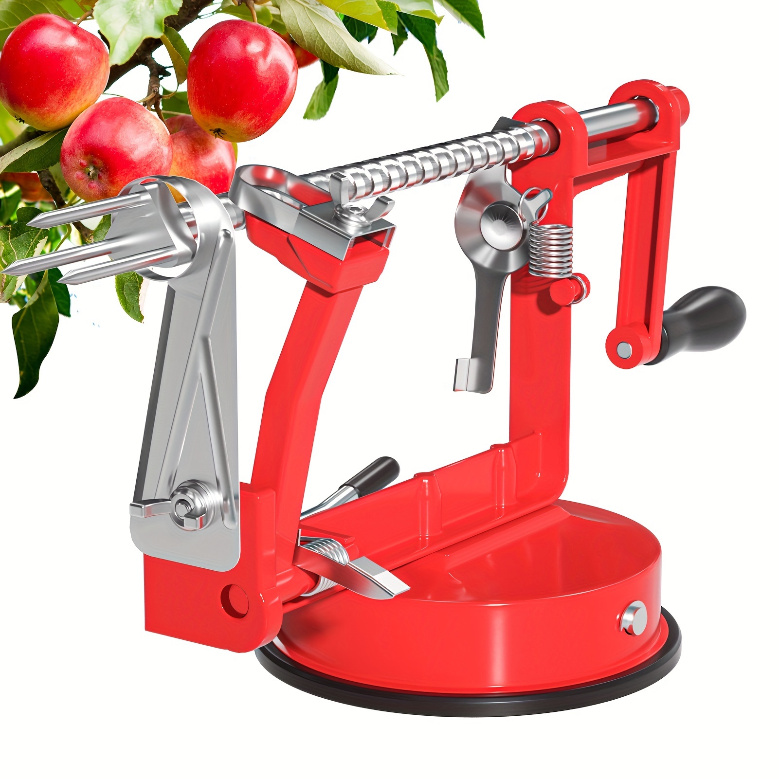 

Éplucheur, Trancheur & Décortiqueur de Pommes 3-en-1 - Gadget de Ergonomique en Inoxydable de Poires, Pommes de & Pommes