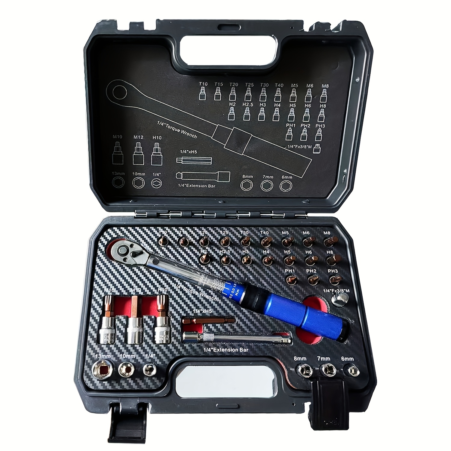 32pcs Heavy-duty Precision Torque Wrench Set Ranging From 2 To 24 N.m, Featuring A Dual Scale And 1/4" Drive - An Adjustable Ratchet Mechanic Kit That Includes 32 Sockets And Torque Wrenches