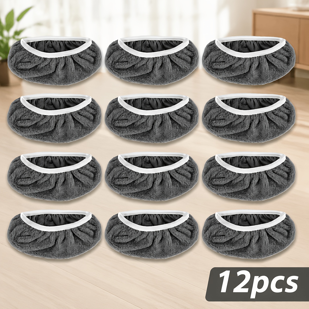 TEMU Lot de 12 housses de serpillière réutilisables grises, compatibles avec les serpillières de 10 pouces. Les chiffons de nettoyage très absorbants