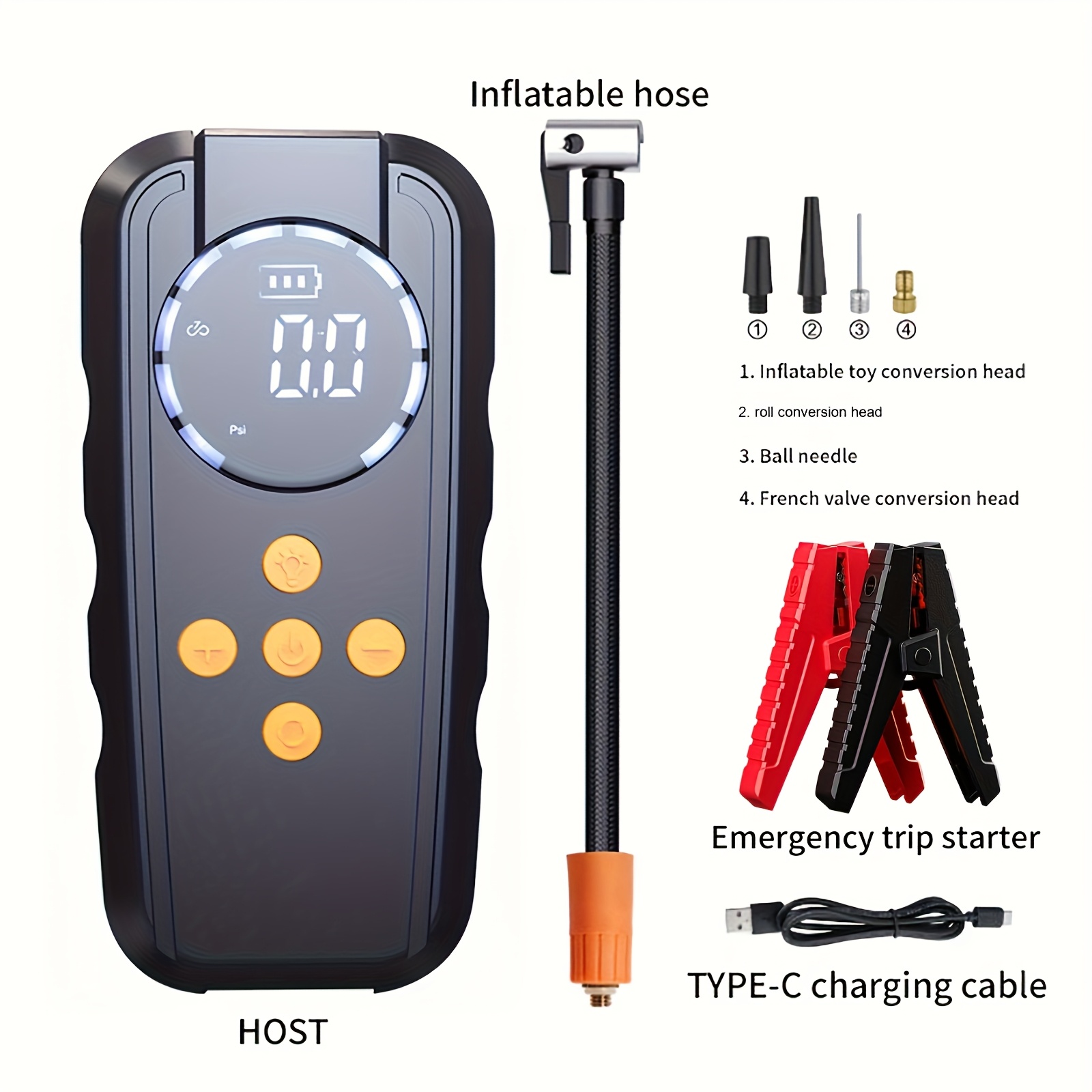 TEMU Tire Repair Tools, Tire Inflator Pump, Portable Car Starter, Car Battery Charger, Portable Car Starter, Car Emergency Starter, Battery Charger,