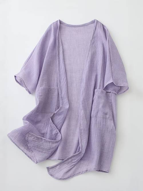 womens lightweight and linen cardigan long loose fit summer sunscreen cover suitable for outerwear casual front opening short sleeved and linen cover loose and breathable summer shirt suitable for beach vacations