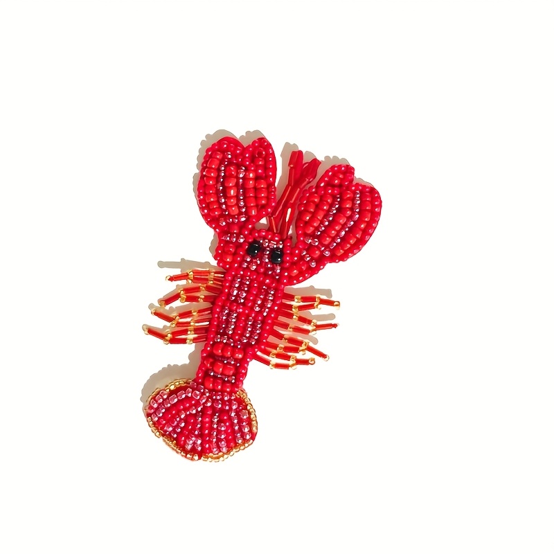 E-shop 1 Stück Rote Handgefertigte Perlen-Lobster-Patch – Robuster Perlenverzierungspatch für Kleidung, , Bettbezüge, Hosen usw. – Ideales Geschenk zu