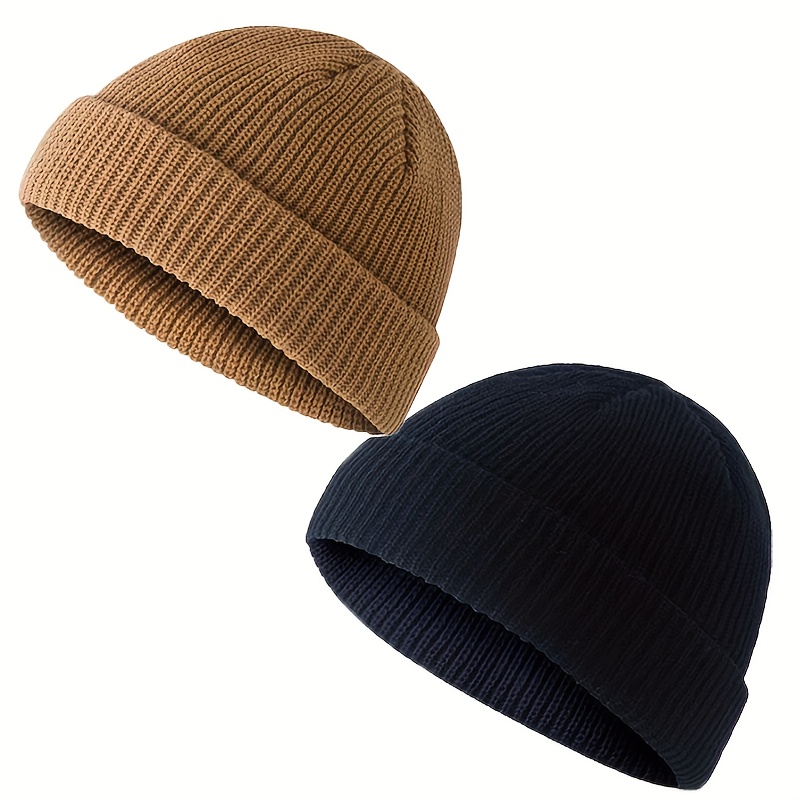 E-shop 2 Stk. vielseitige Bommelmütze im koreanischen Streetwear-Stil für Herren, warme gestrickte Überziehmütze für Damen für Herbst/Winter