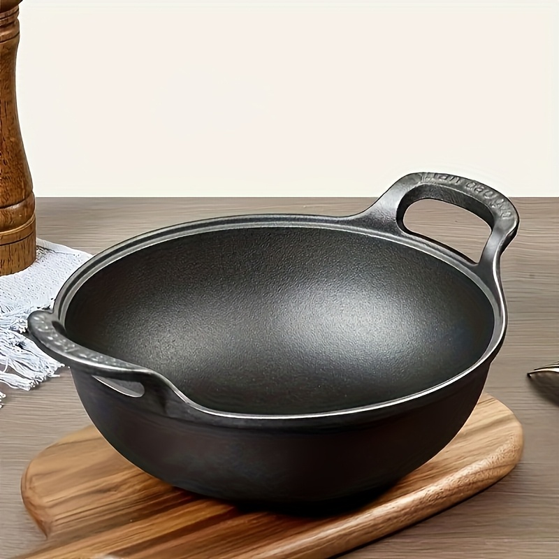TEMU Pre- Frying Pan Featuring 2 Handles - , Sturdy Cookware Ideal For Outdoor Barbecuing And Camping, Compact, Multi-functional
