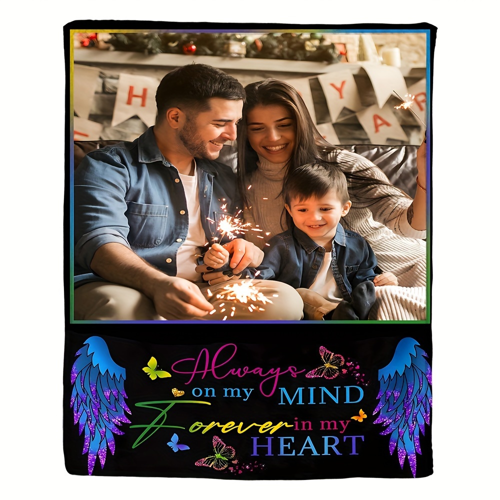 

1pc Personalised Flannel Blanket With Picture, Hd Print Custom Photo Blanket, Custom Flannel Blanket Belonging To Your Family, Commemorative Blanket, Great Holiday Gift