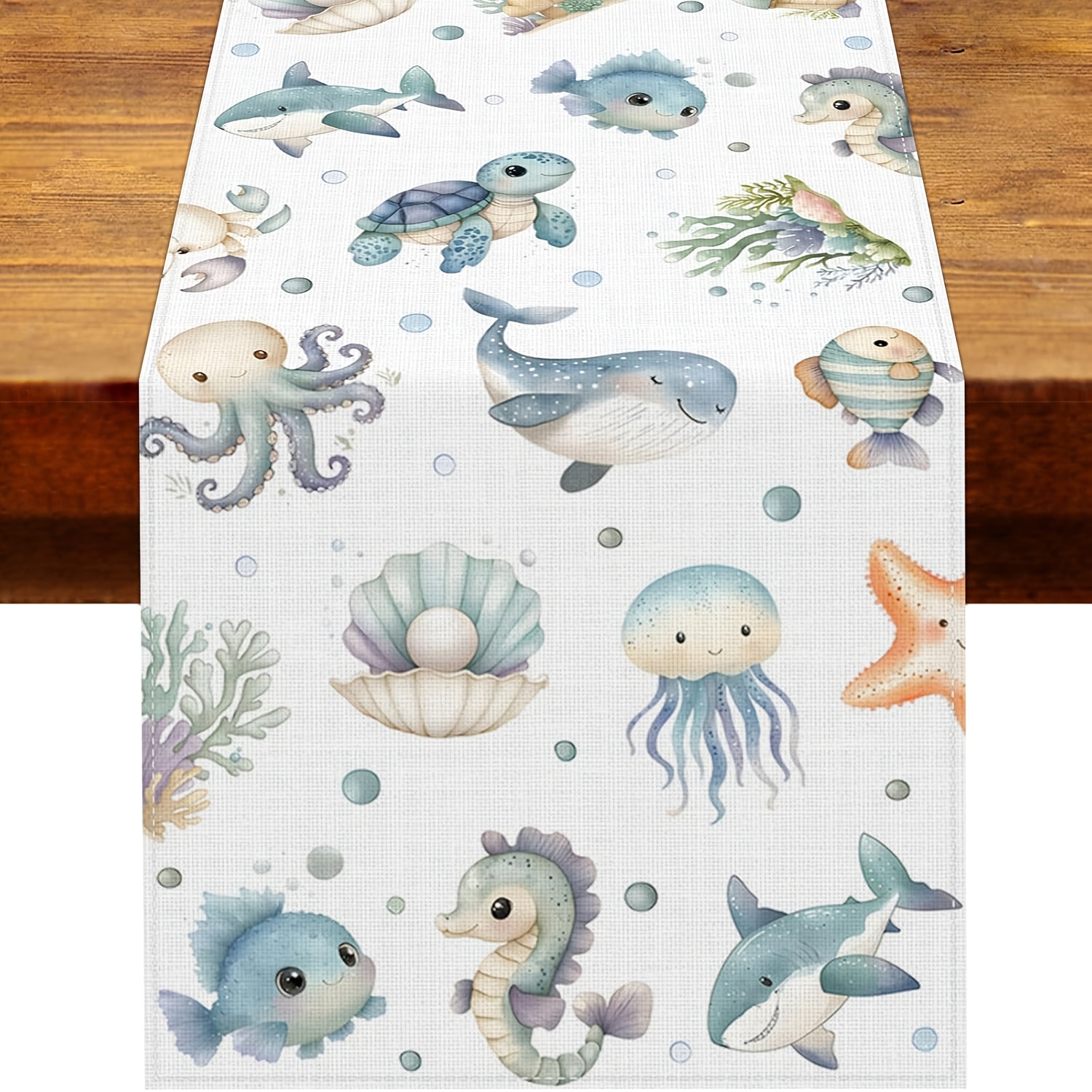 TEMU Chemin de table sur le thème de l'océan " ", décoration de douche, parfait pour les fêtes d'anniversaire sous-marines ou la décoration de