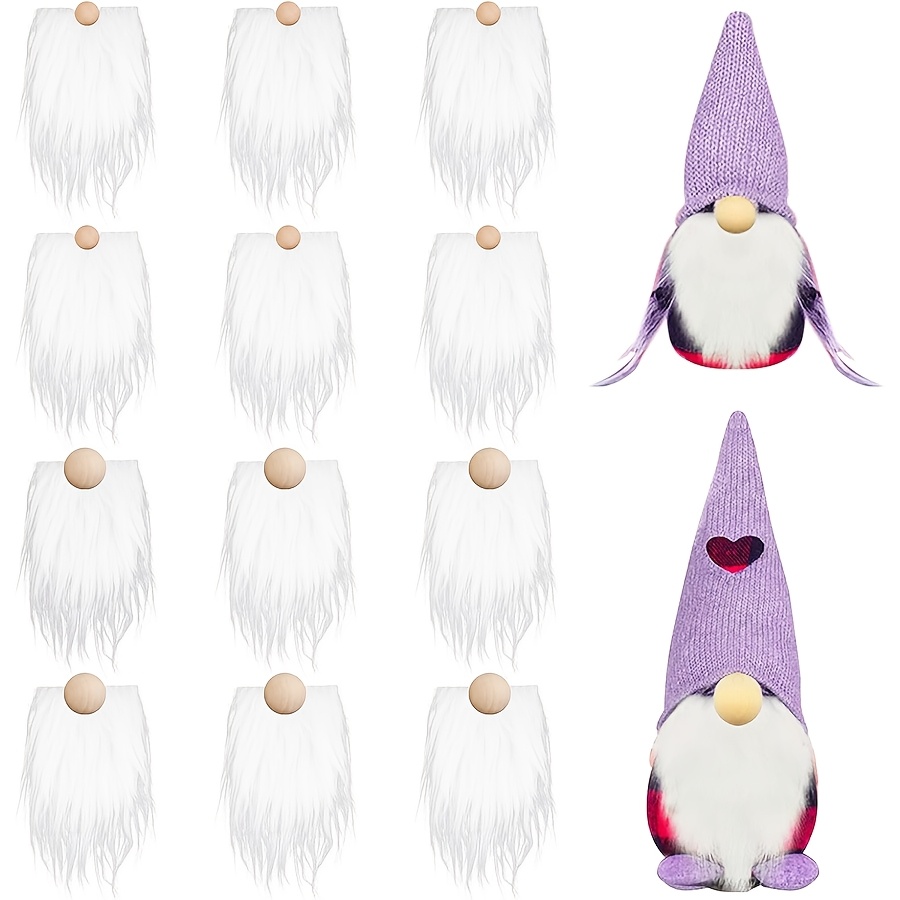 

1set(4/6pcs) Beard, Fur Fabric Precut Gnomes Beards For Crafting Handmade Dwarf Beard With 4/6pcs Unfinished Wood Balls For Nose And Diy Christmas Halloween Easter Party Cosplay Decor(white)